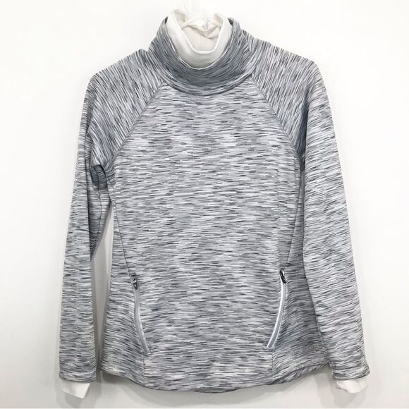 Spyder Active Gray White Marled Heather Print Turtleneck Activewear Pullover - Picture 1 of 16